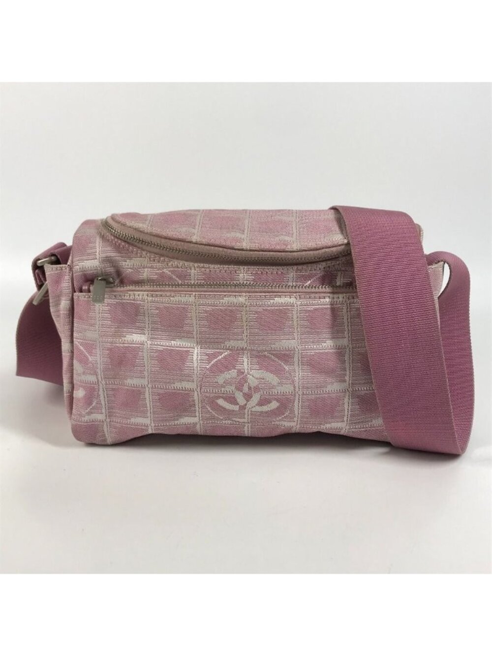 Chanel Shoulder Bag CC Logo CC Nylon Canvas Pink